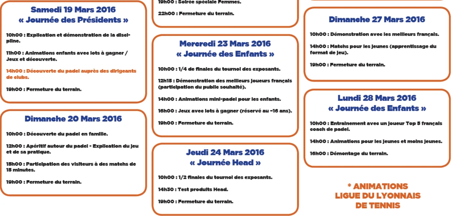 programme foire de lyon padel 2 | Padel Magazine