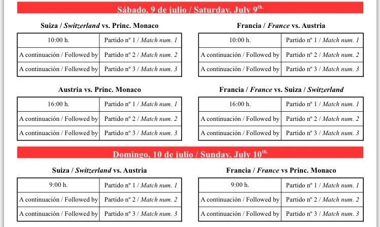 9月10日とXNUMX日のフランスチームのカレンダー