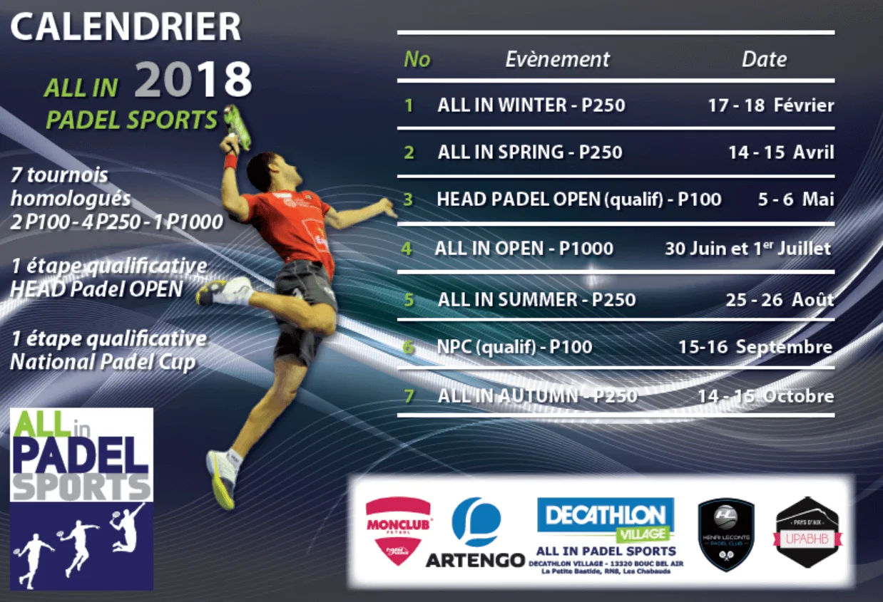 Bloquez tous vos dates au All In Padel Sports