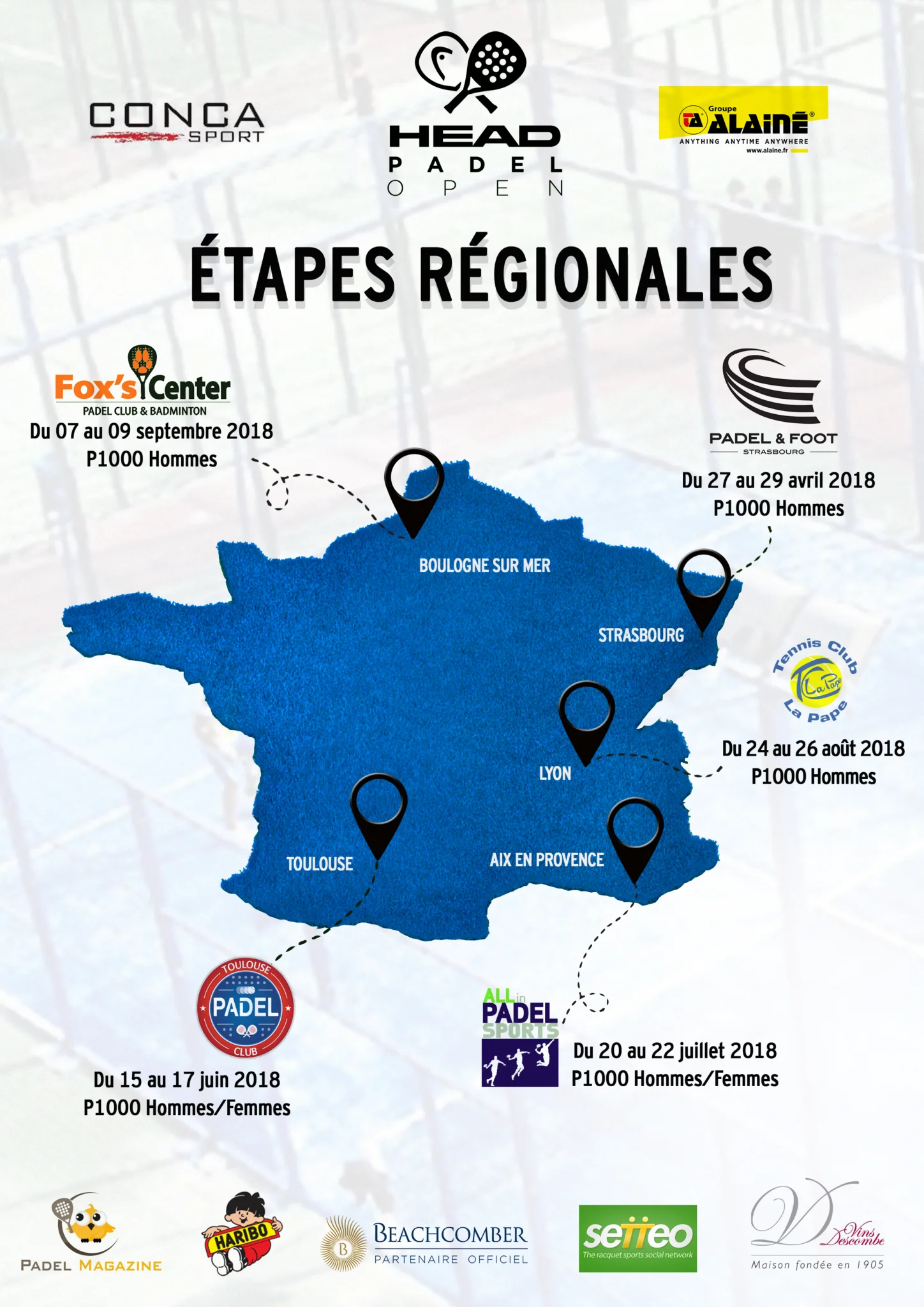 Carte de France étapes régionales FNL | Padel Magazine