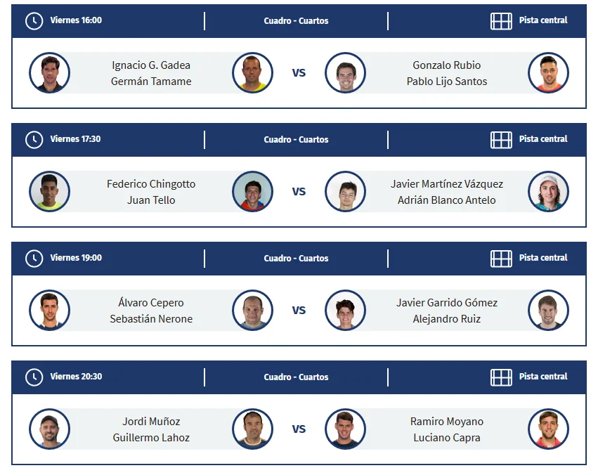 programme match paris challenger 2018 | Padel Magazine