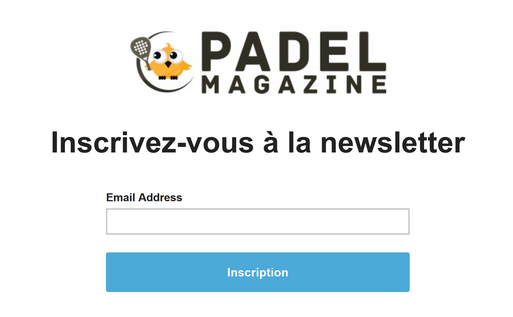 Siga a Newsletter de Padel Magazine
