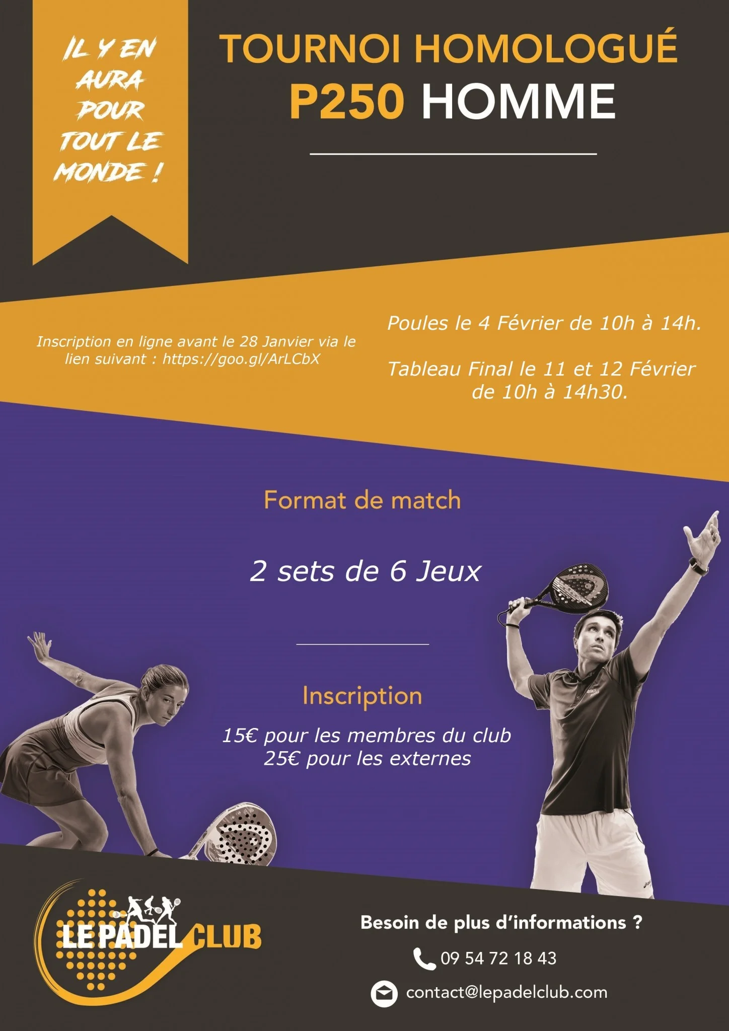 Le 1er P250 sur 3 matinées à Le Padel Club