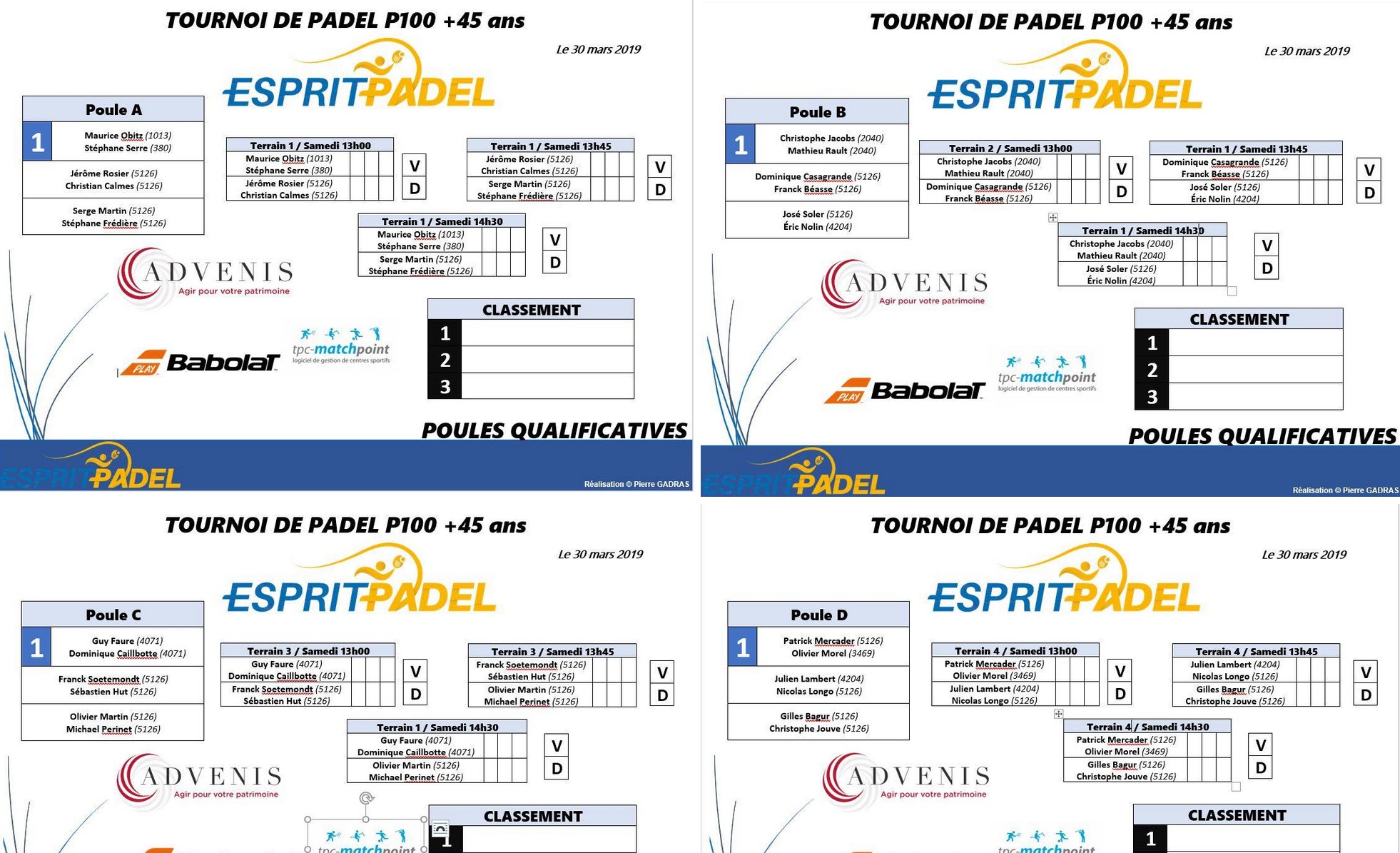 1st Lyon tournament +45 years at Esprit Padel
