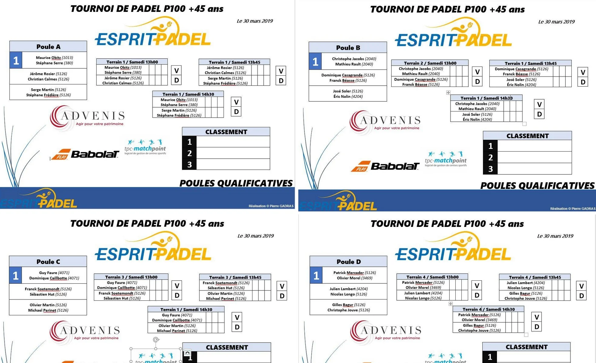 1er tournoi lyonnais +45 ans à Esprit Padel