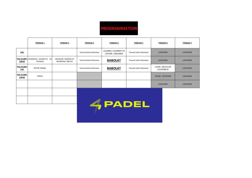 4PADEL BORDEAUX PROGRAMMATION | Padel Magazine