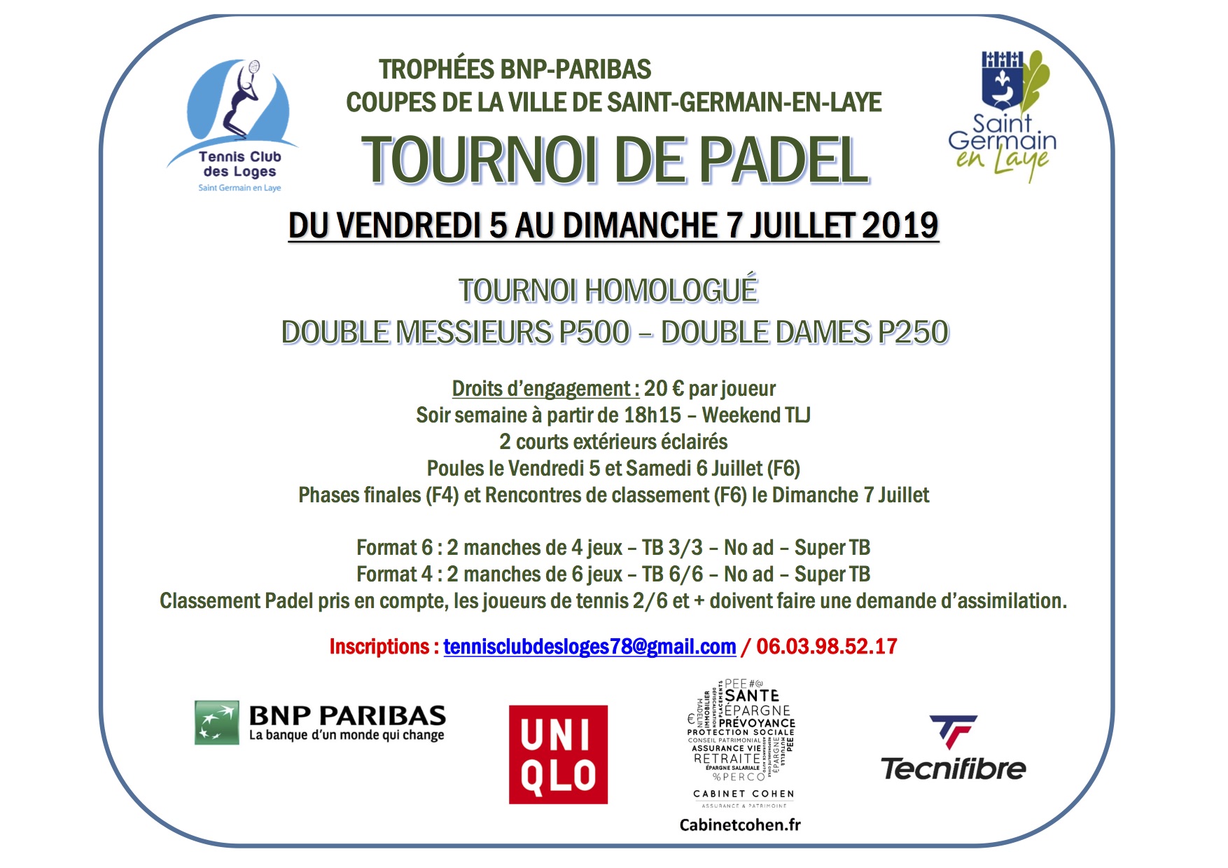 Tournois – P500 / P250 – Saint-Germain-en-Laye
