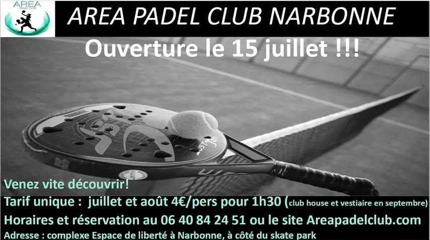 Área Padel Club Narbonne - Inauguración el 15 de julio