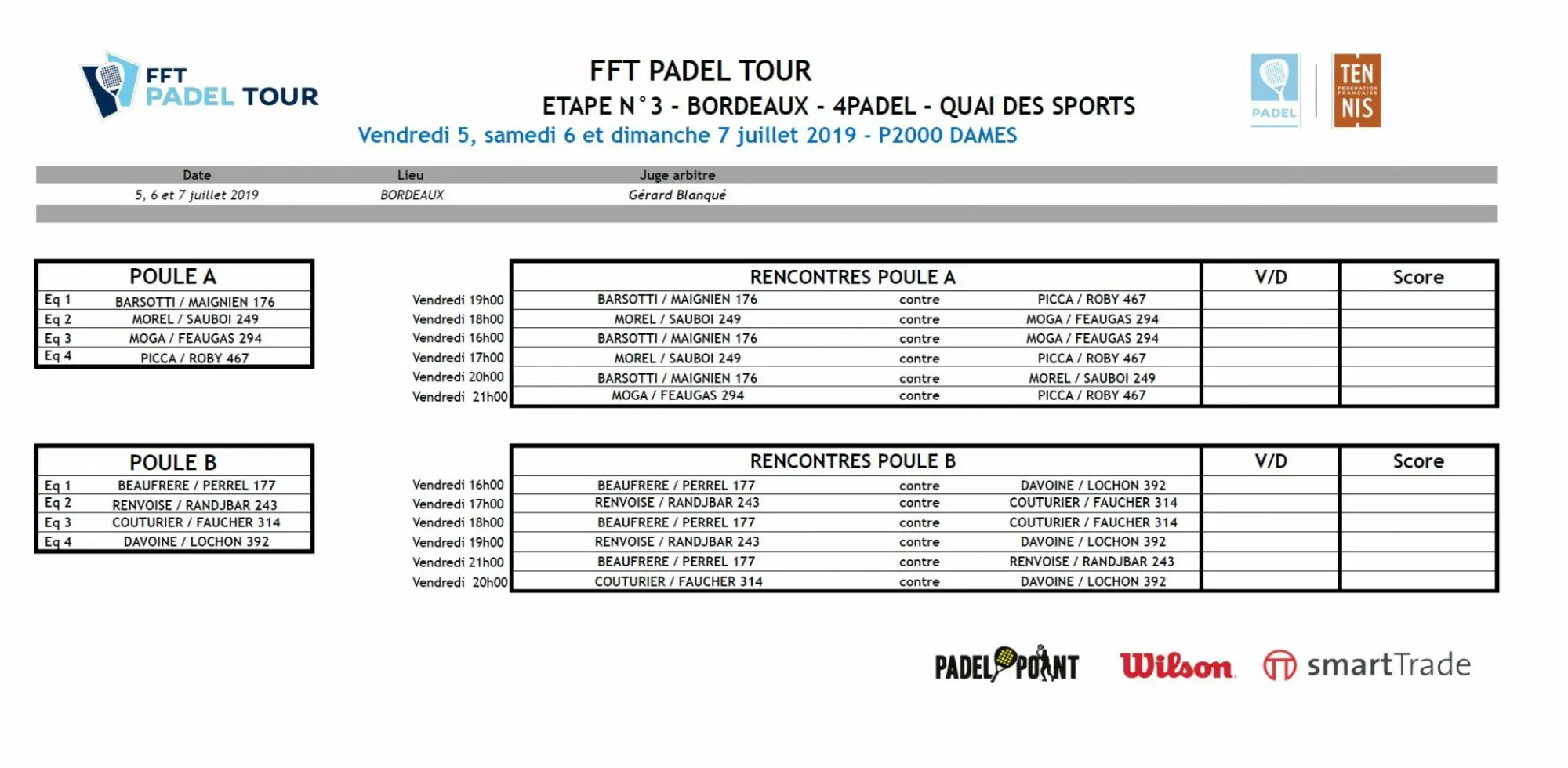 poules dames fft padel tour bordeaux | Padel Magazine