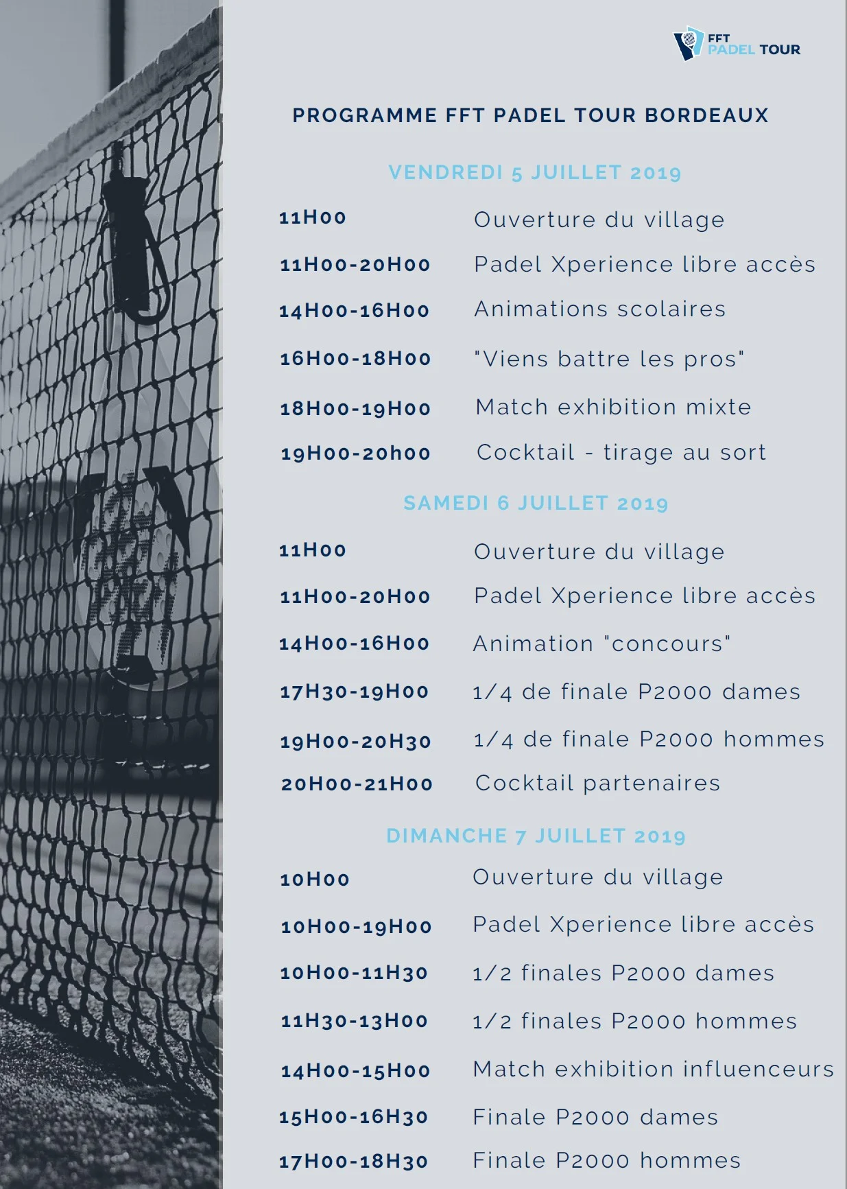 programme fft padel tour bordeaux | Padel Magazine