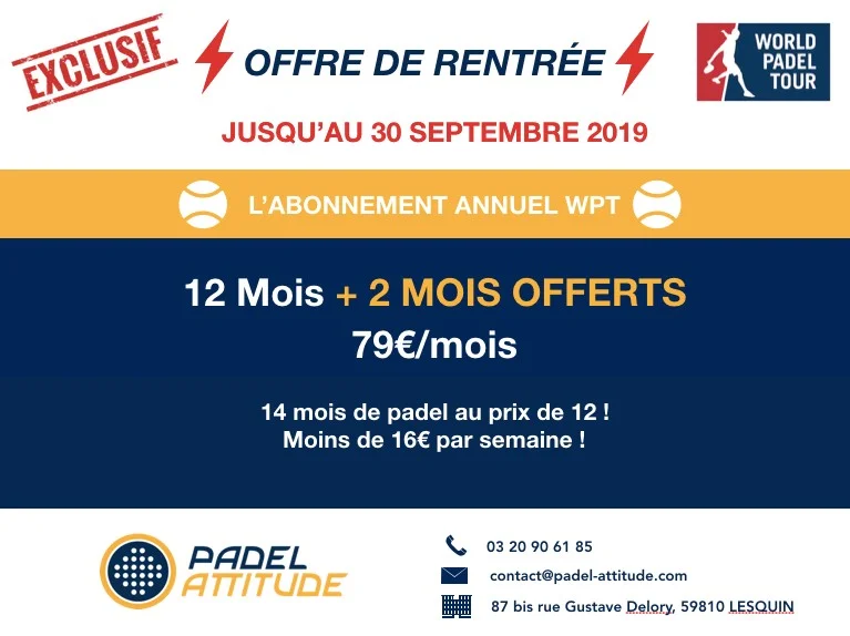 Padel Attitude : Du padel en illimité pour – de 30€ / mois !