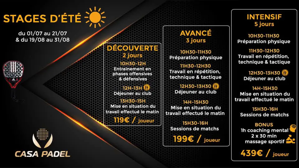 Stages de padel – Casa Padel Paris