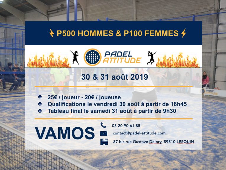 Padel attitude – P500 HOMMES et P100 FEMMES – 30/31 AOÛT