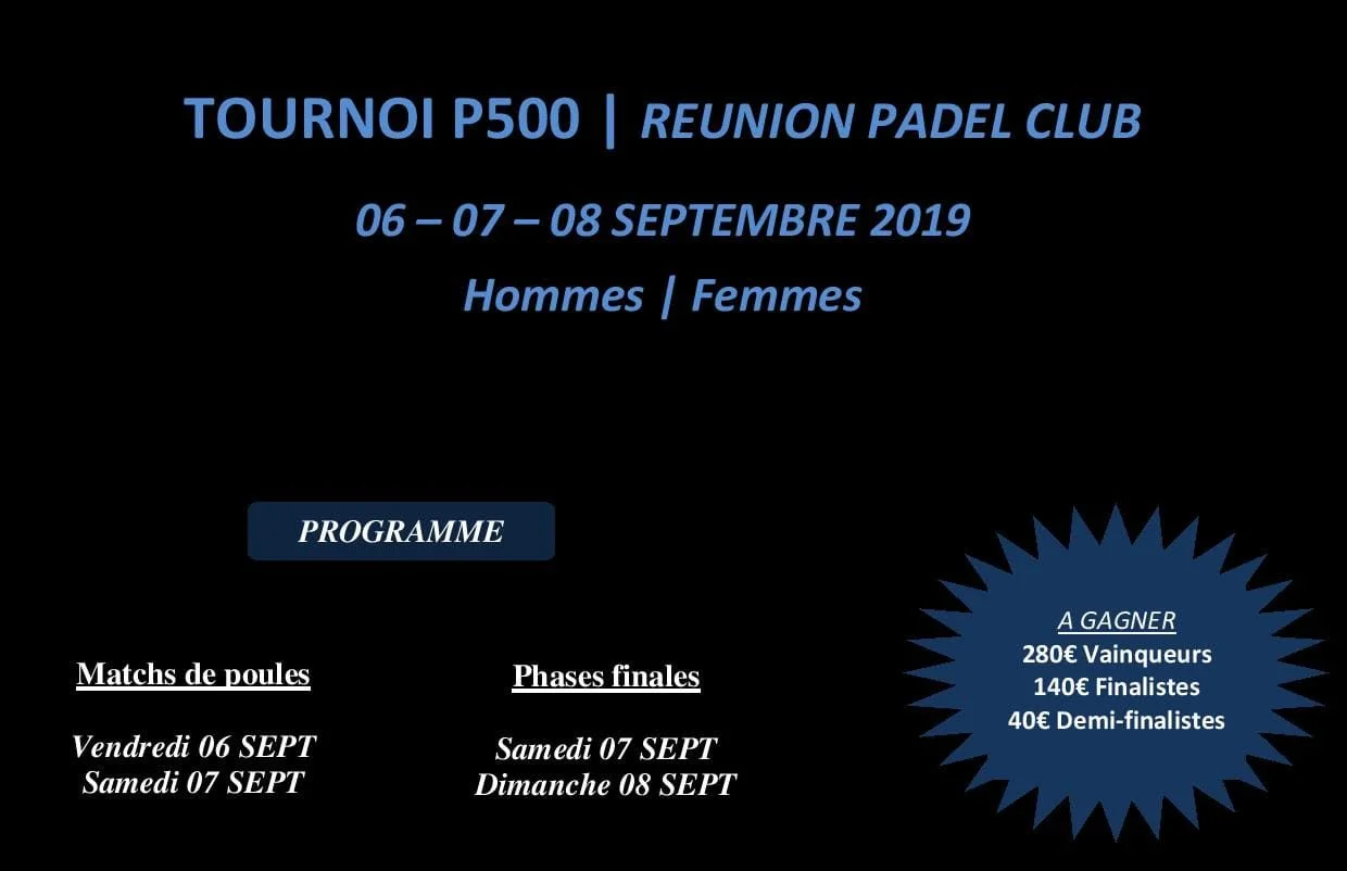 Offenes Treffen Padel Club - 6. bis 8. September