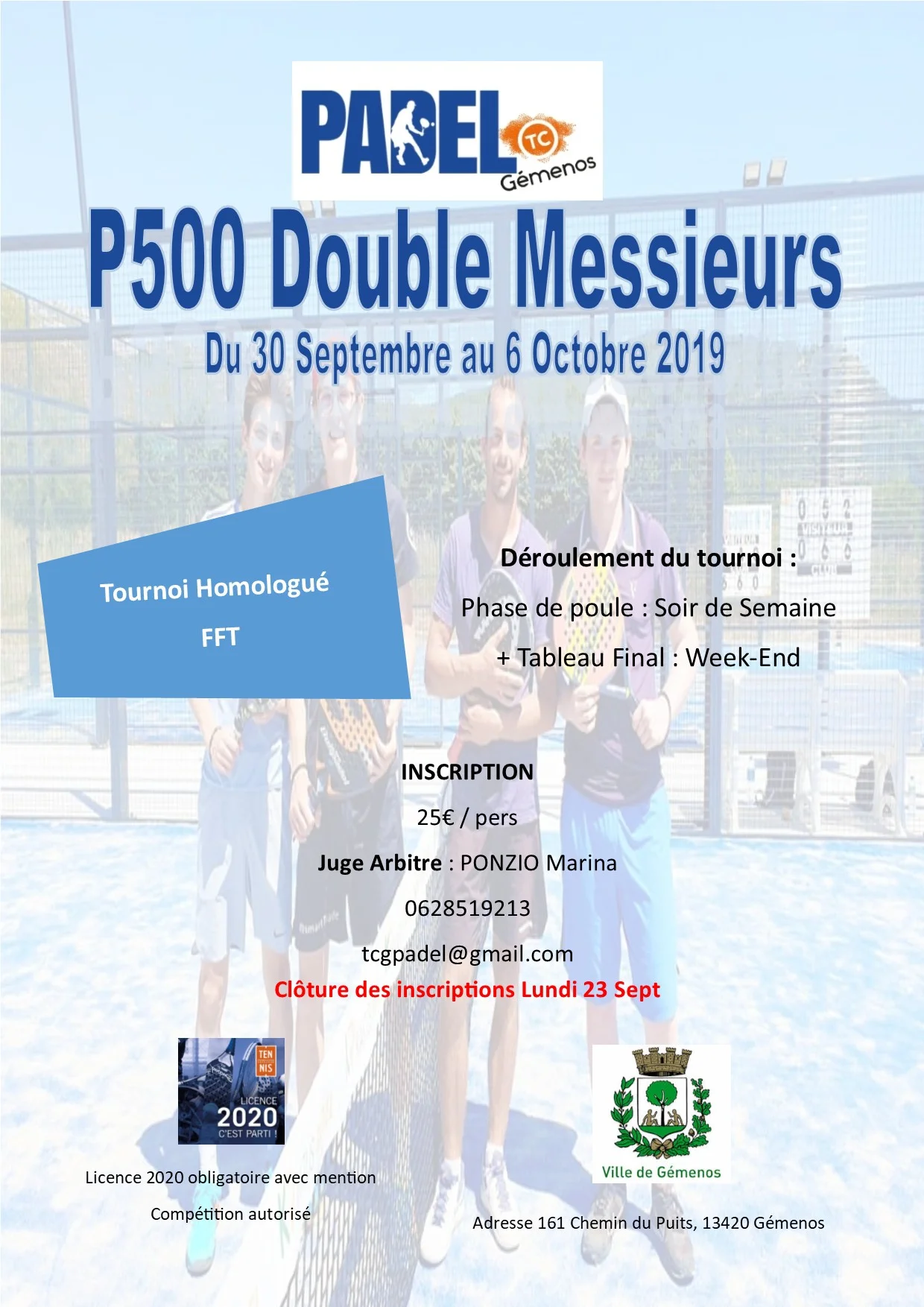 tournoi padel gemenos AFFICHE TOURNOI Messieurs png 2 | Padel Magazine