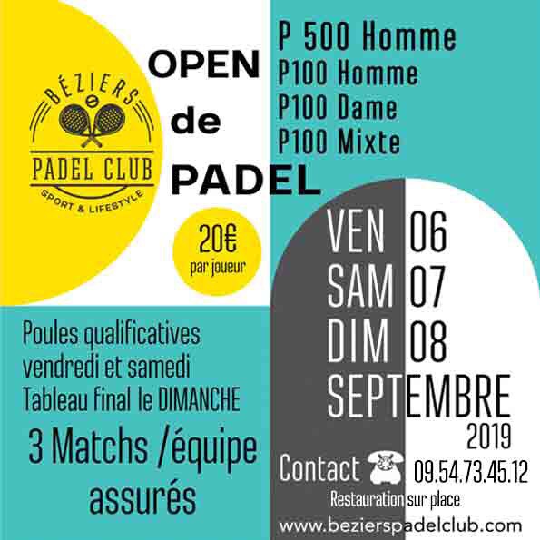 Béziers Padel Club : 4 tournois en 1 we !