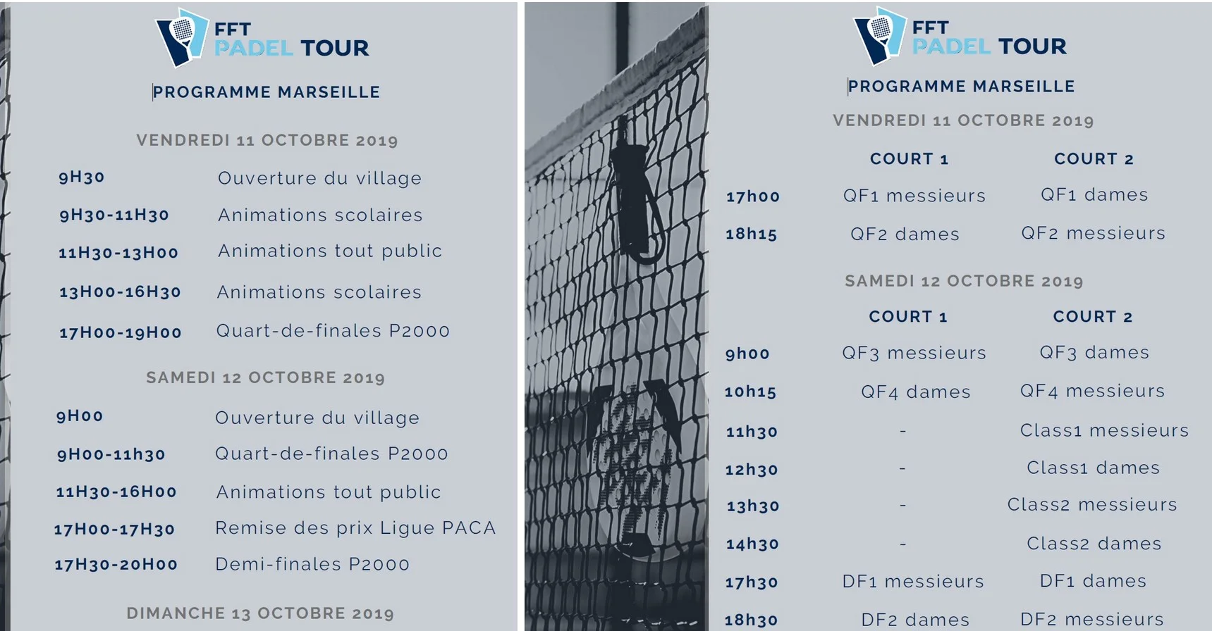 FFT Padel Tour Marsiglia – Programma del fine settimana