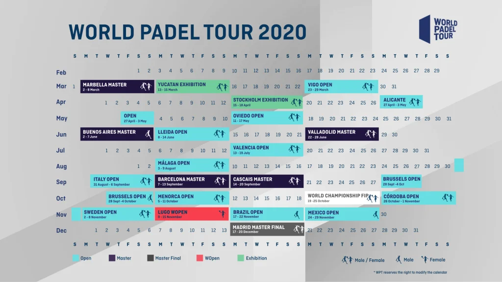 Calendrier World Padel Tour 2020 : GO !