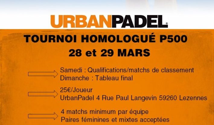 urbanoPadel LILLE: 28 y 29 de marzo de 2020