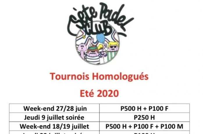 Sète Padel Club : Tournois Juillet à septembre 2020