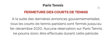 Fermeture tennis paris décembre mairie