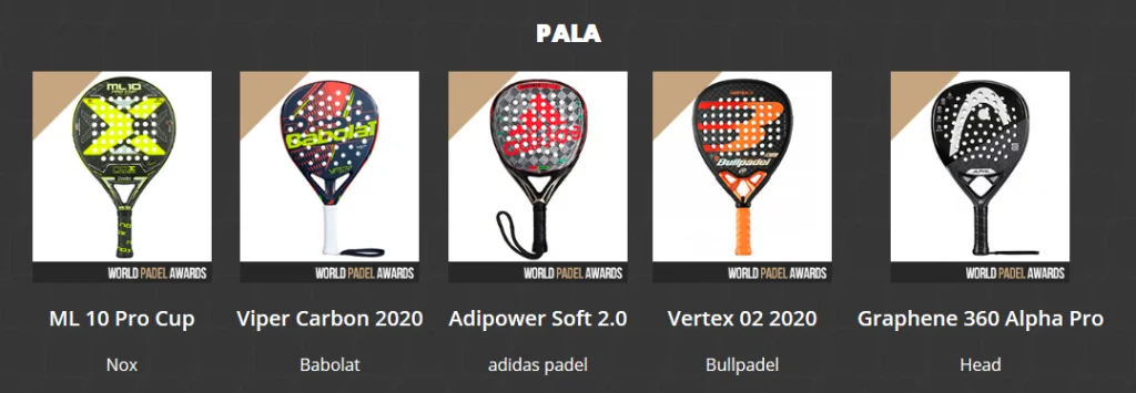 WOrld Padel Awards 2020 palas nominées | Padel Magazine WOrld Padel Awards 2020 palas nominées