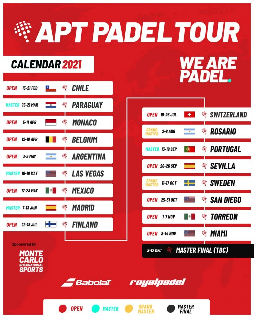 Kalender 2021 Apt Padel Tour