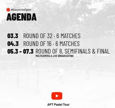 APT Padel Tour programme streaming asuncion open 2021 | Padel Magazine APT Padel Tour programme streaming asuncion open 2021