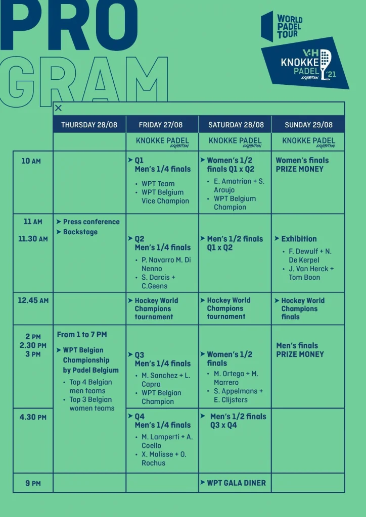 Programme exhibition Knokke WPT Belgique