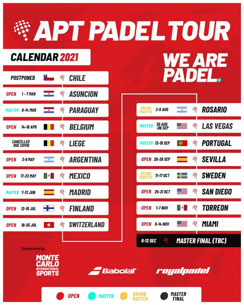 calendrier apt padel tour 2021