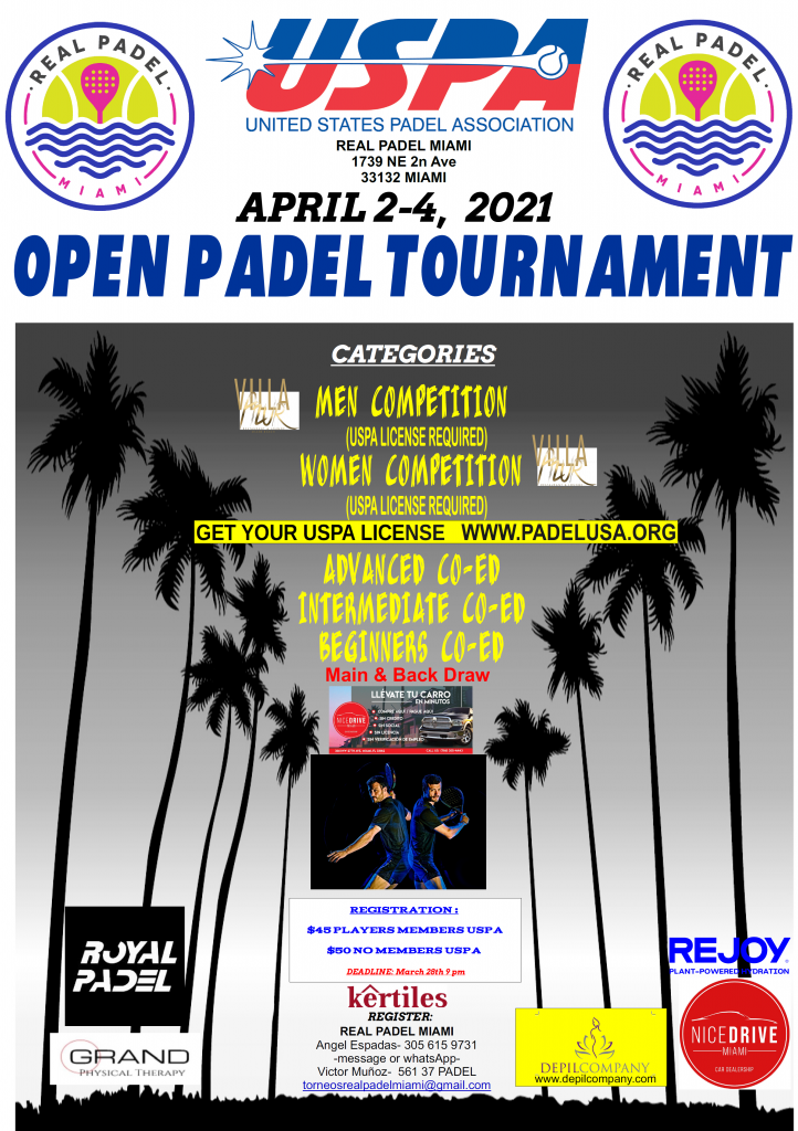 uses padel Miami tournaments