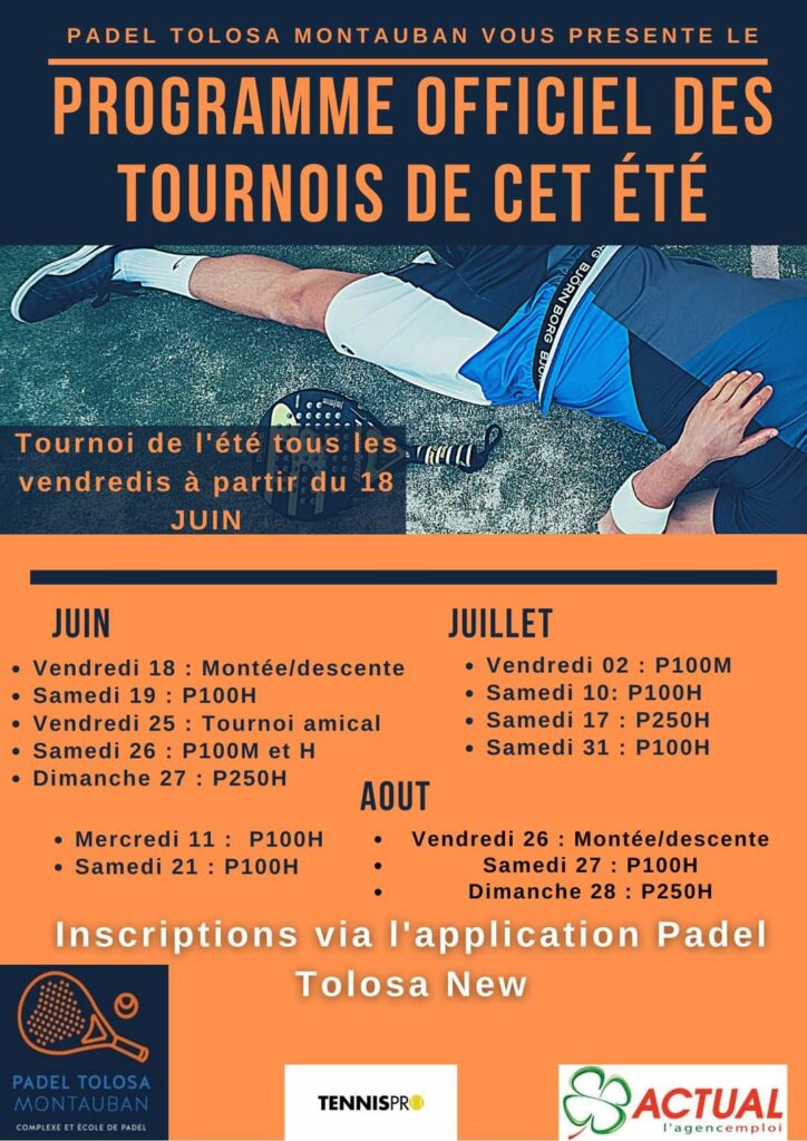 Padel Tolosa Montauban programme tournois