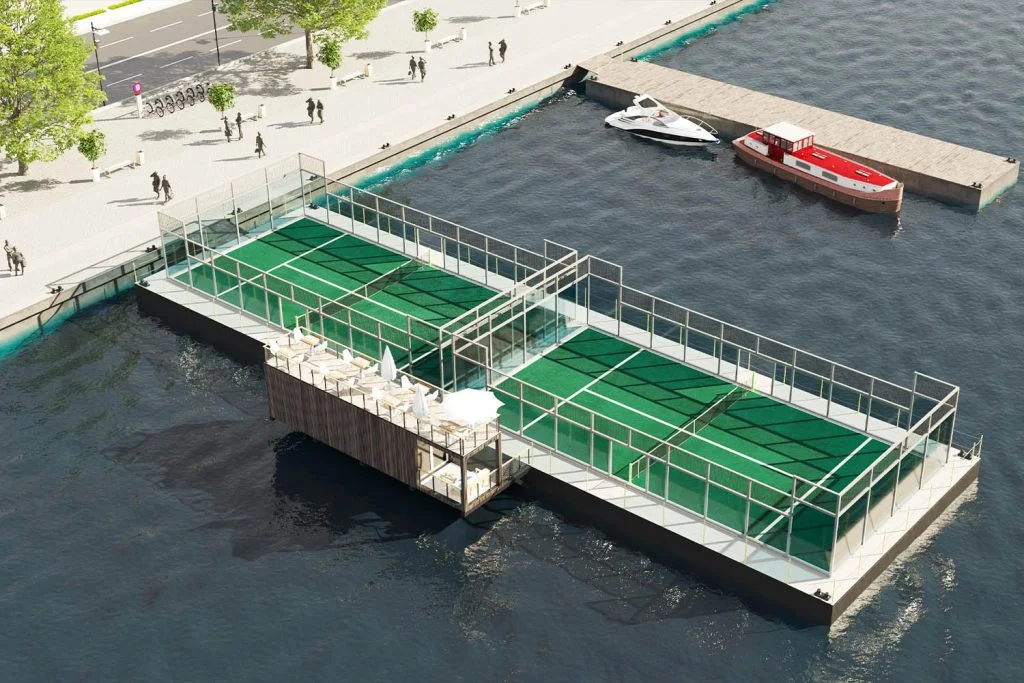 rocket padel court flottant suède