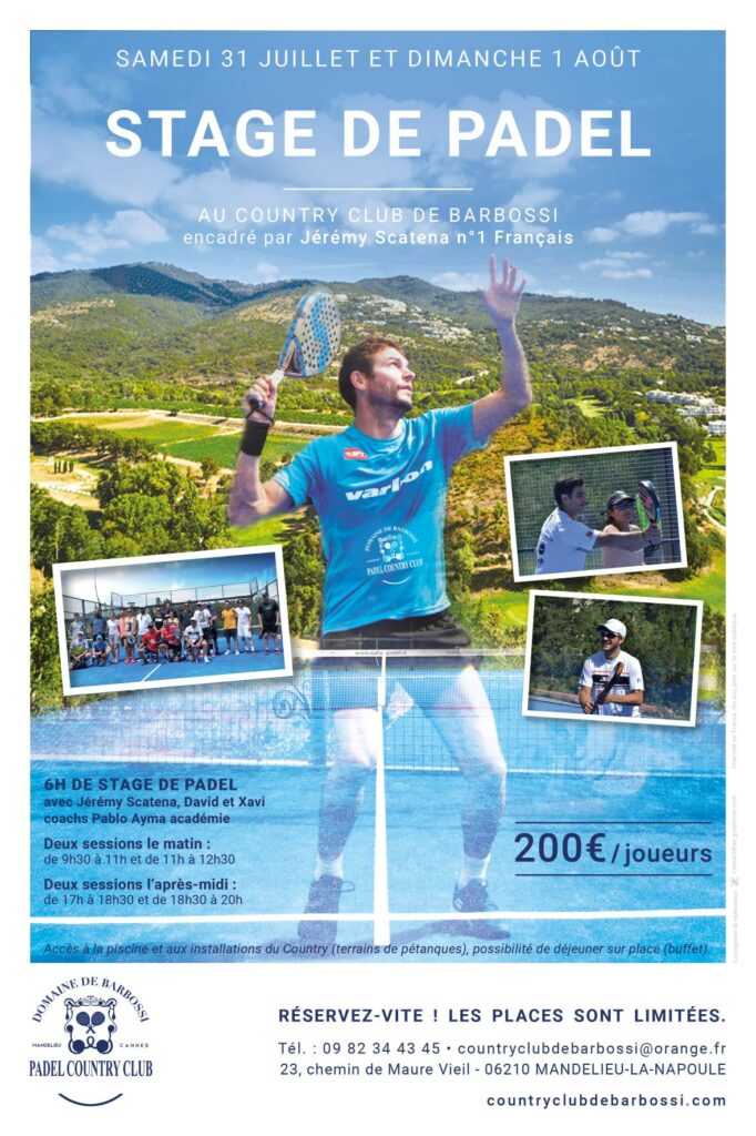 affiche stage padel logo barbossi