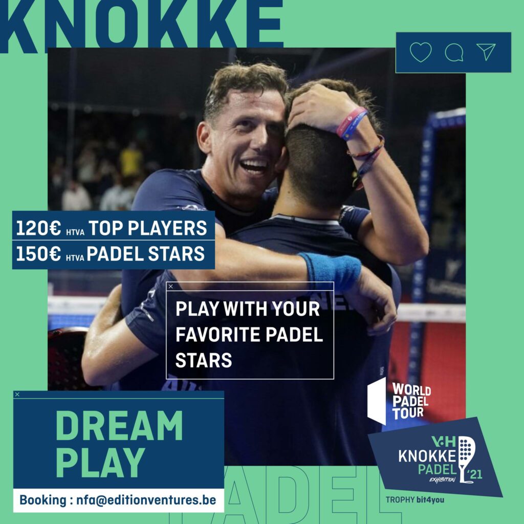 Cartel de la exposición Knokke Oadel padel tarifas de estrellas