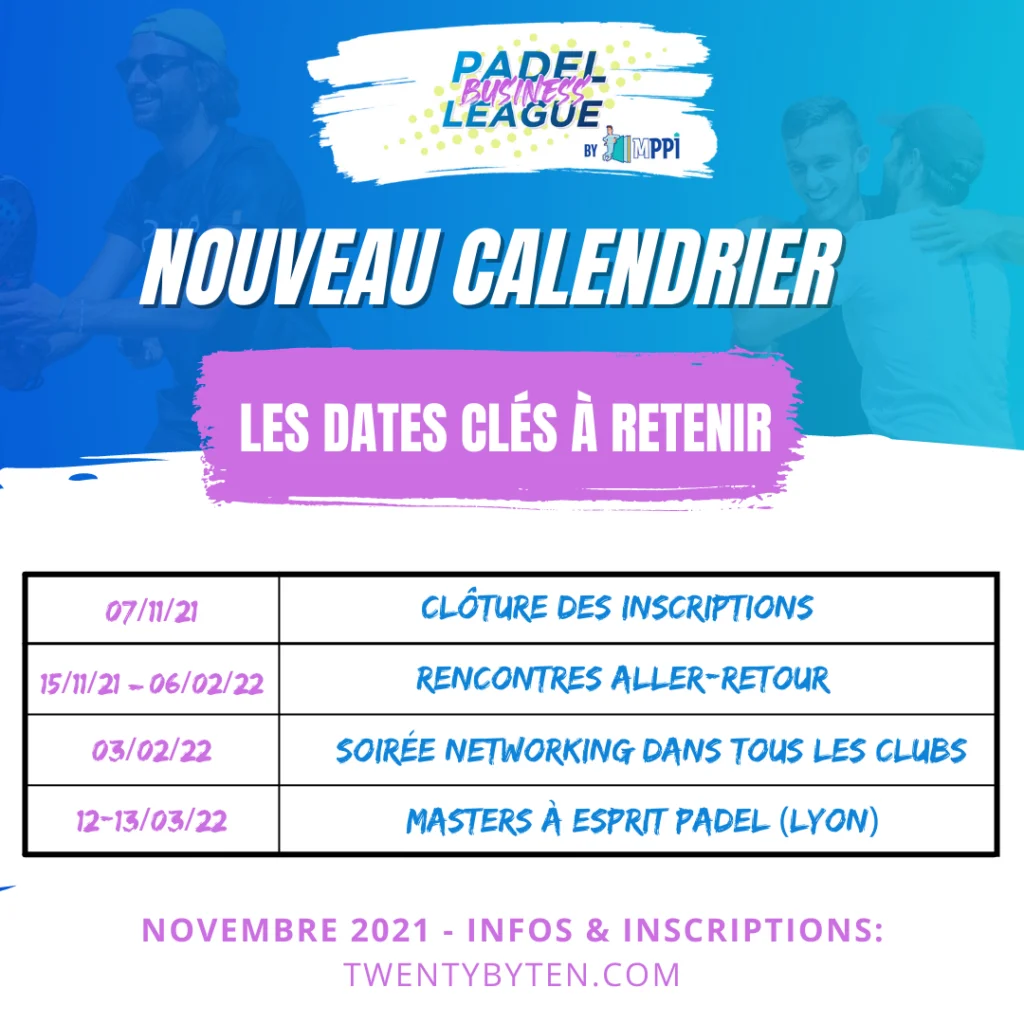 Nouveau calendrier entreprise padel