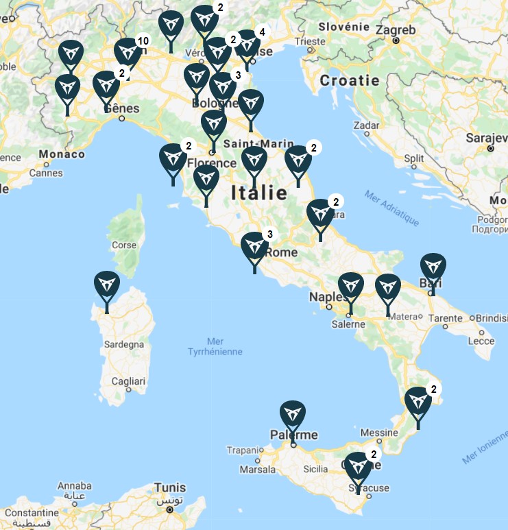 Carte villes Cupra Padel Tour