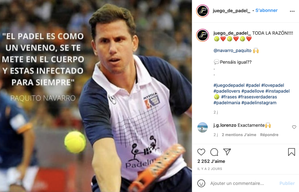 Instagram de Paquito Navarro Padel citación