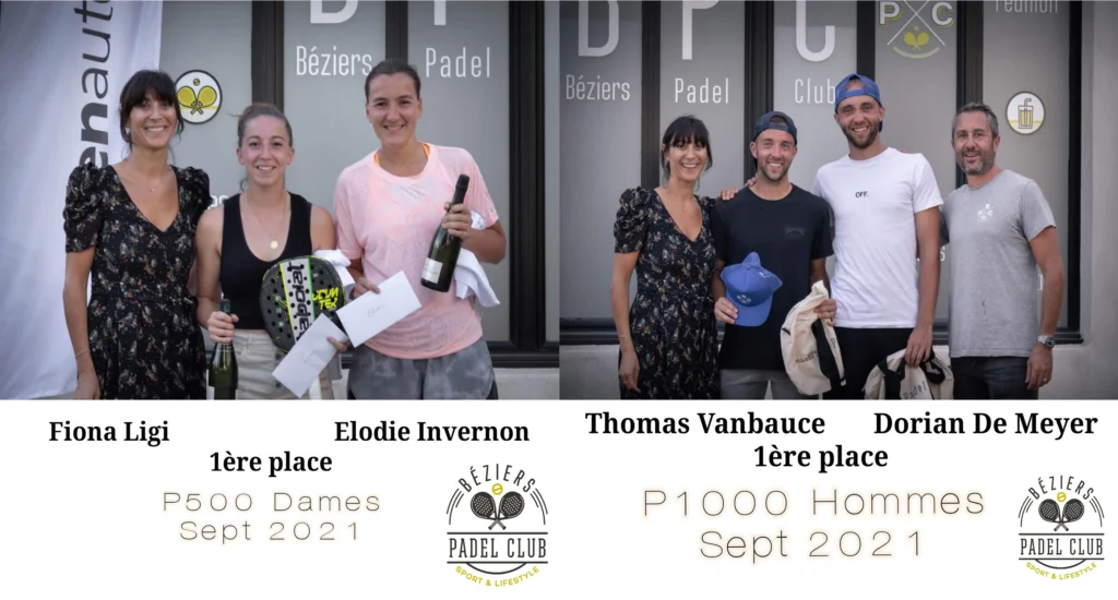 Résultats P1000 et P500 Béziers Padel Club 2021