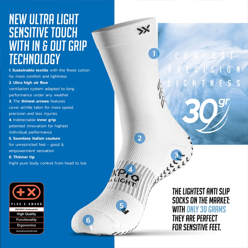 SOXPro Grip Socks Ultra Light White, grip socks 
