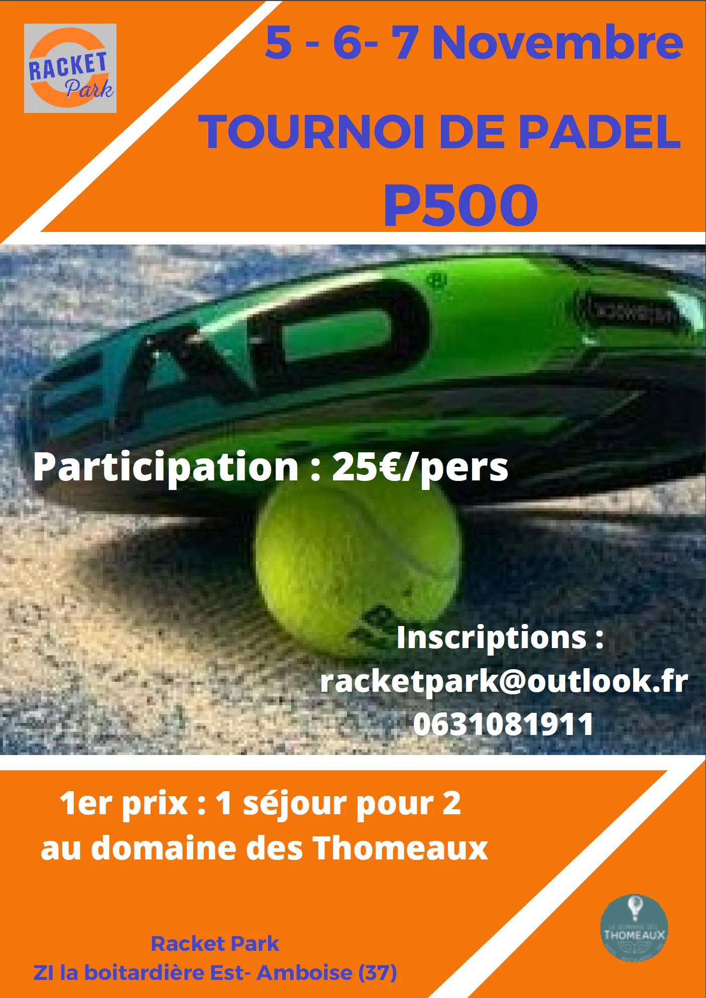 racket park tour racket park P500 5 à 7 novembre
