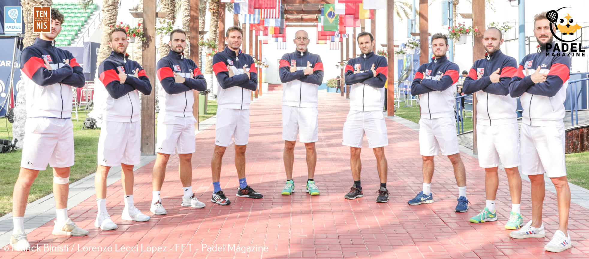 Französisches Team von padel Männerarme verschränkten WM 2020 in Katar