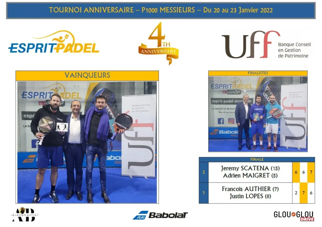 Victoire Scatena Maigret Esprit Padel Lyon 2022 janvier