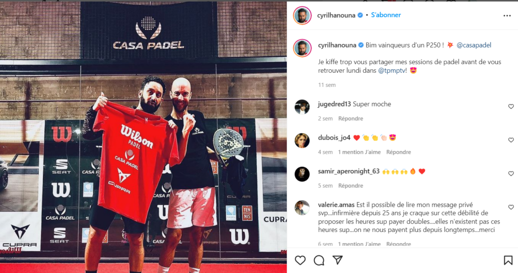 Cyril Hanouna Instagram Dimitri Huet Casa Padel victory
