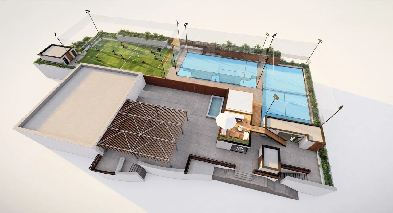 ULTRA 将安装其 padels 在 Polygone Riviera 的屋顶上