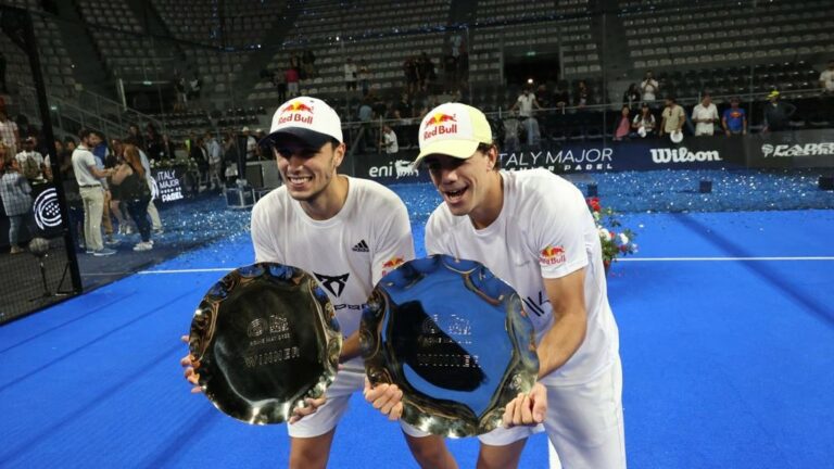 Lebron Galan trophée titre Premier Padel Italy Major 2022