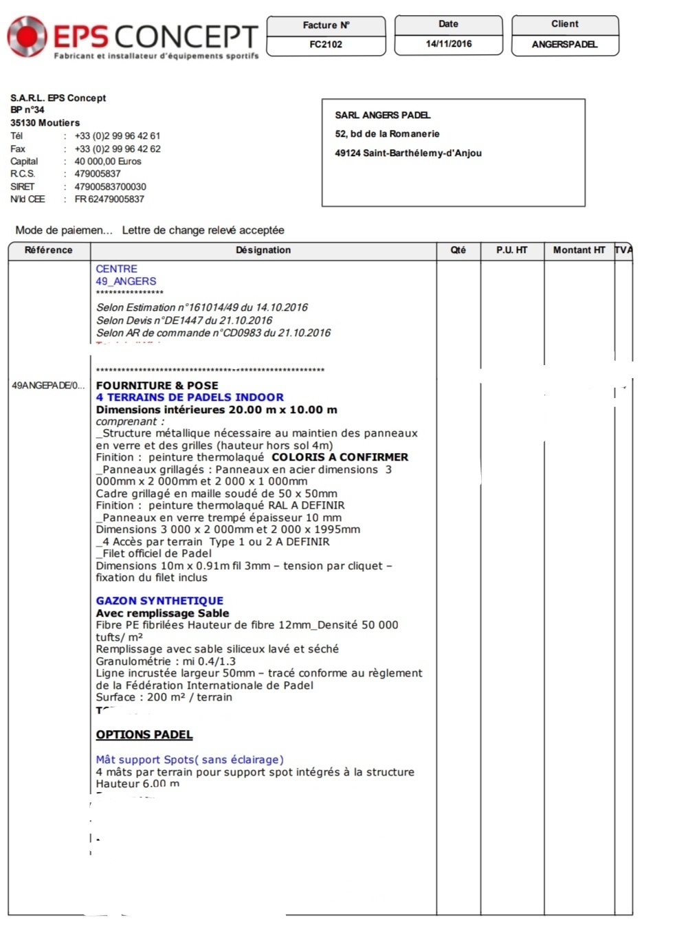 eps invoice padel