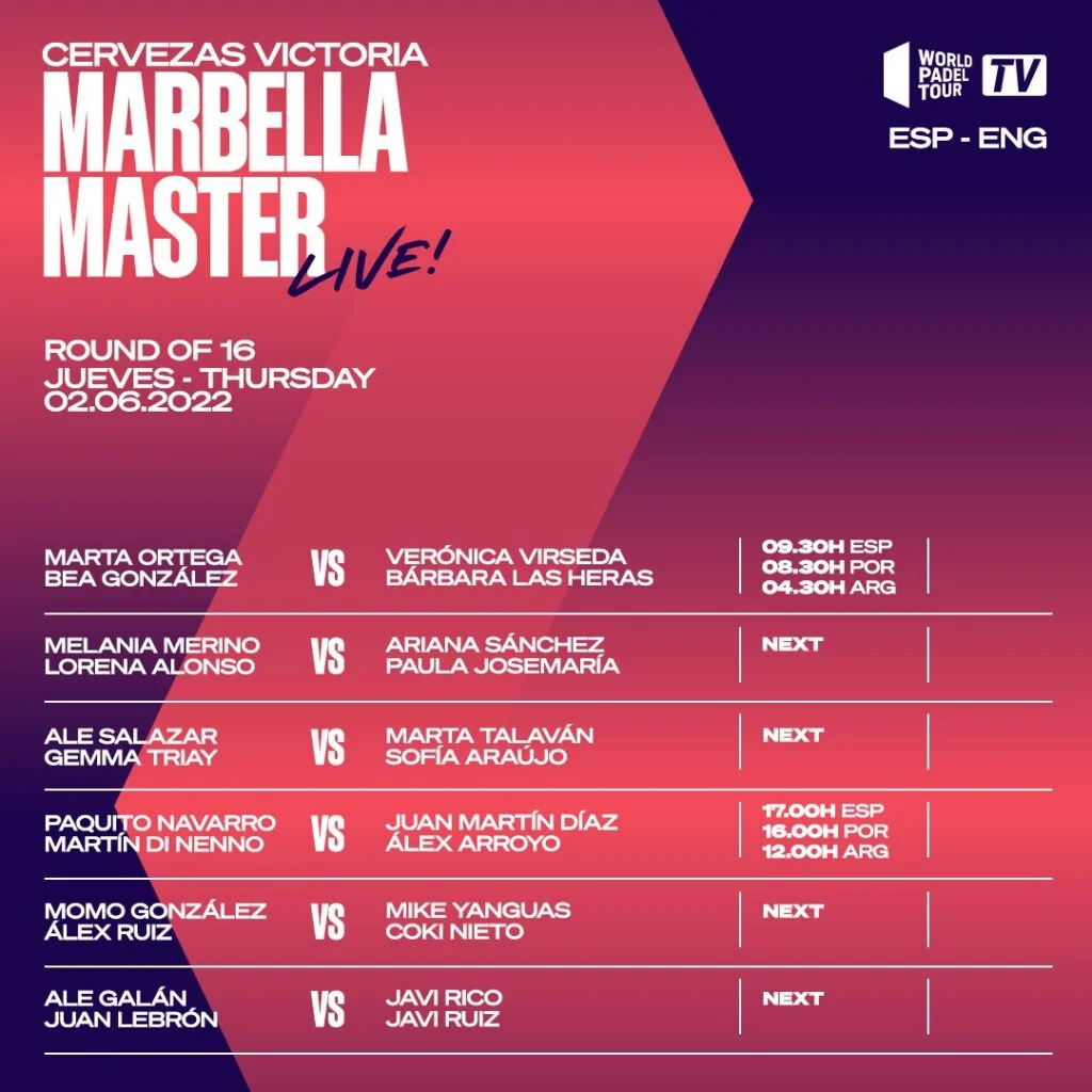 Programme-huitiemes-de-finale-Marbella-Master-2022-WPT | Padel Magazine Programme-huitiemes-de-finale-Marbella-Master-2022-WPT