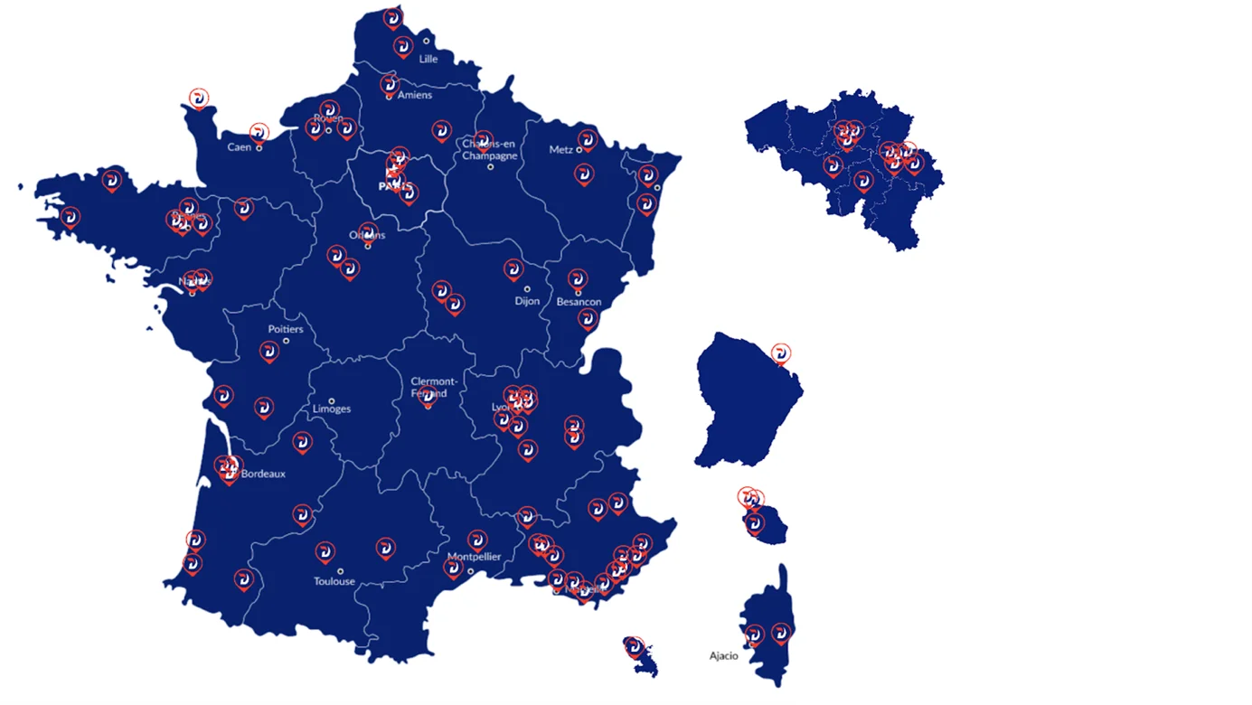 Frankrig kort