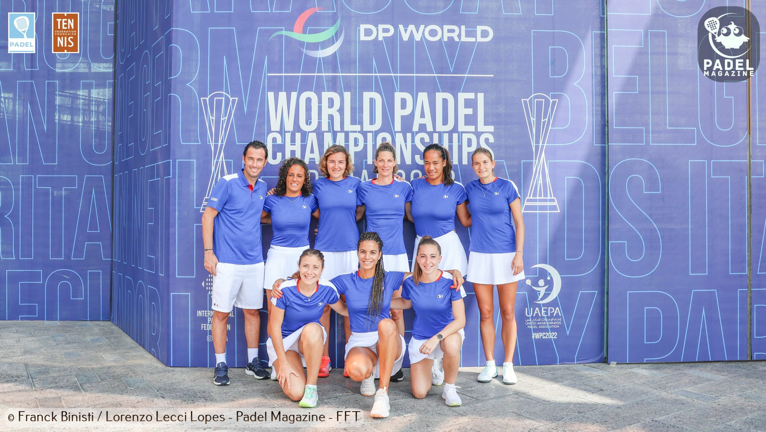 Squadra francese di padel Foto di gruppo della Coppa del Mondo femminile 2022 a Dubai